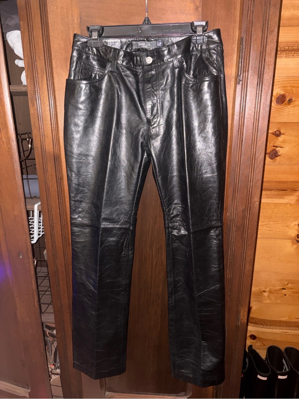 Vintage GAP Genuine Leather Boot Cut Pants Size 8 Y2K 🖤